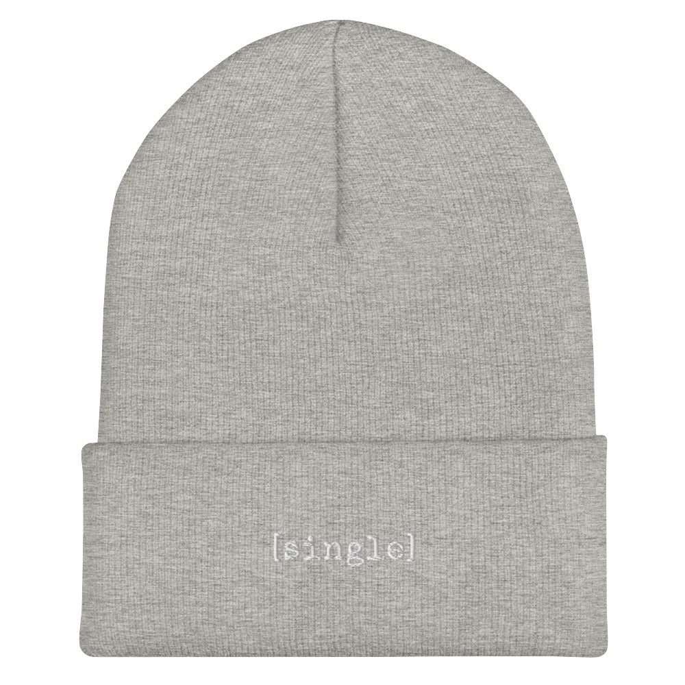 The [single] Project - White Embroidery / Cuffed Beanie