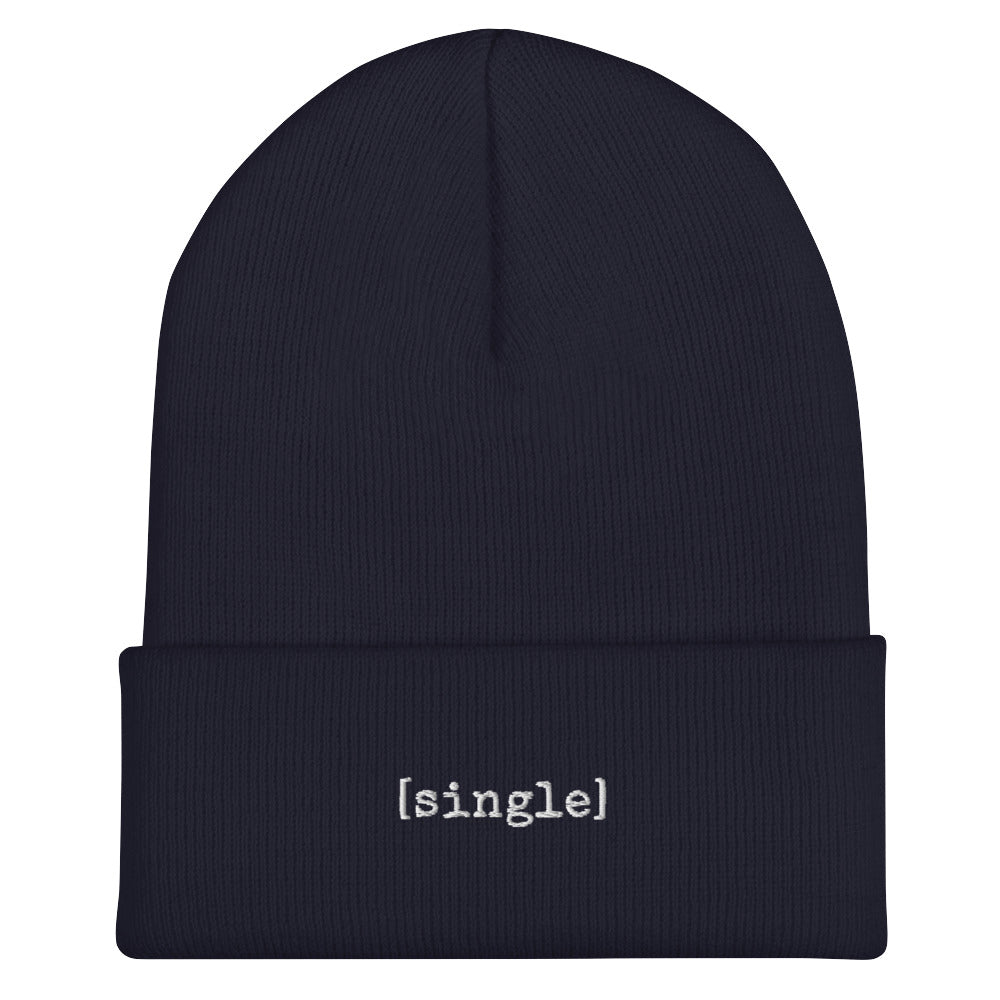 The [single] Project - White Embroidery / Cuffed Beanie