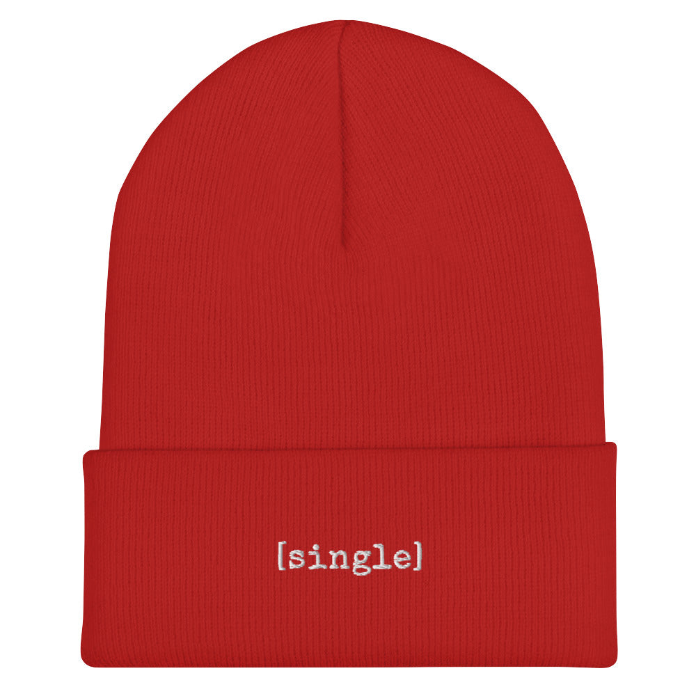 The [single] Project - White Embroidery / Cuffed Beanie