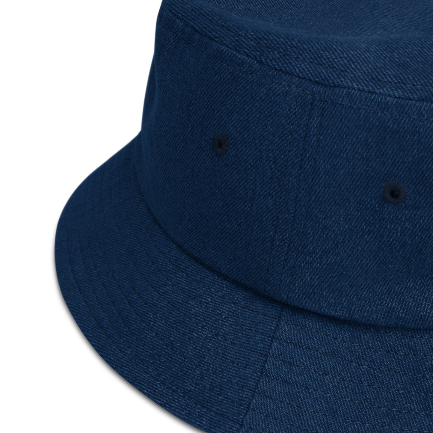 The [single] Project - White Embroidery / Denim Bucket Hat