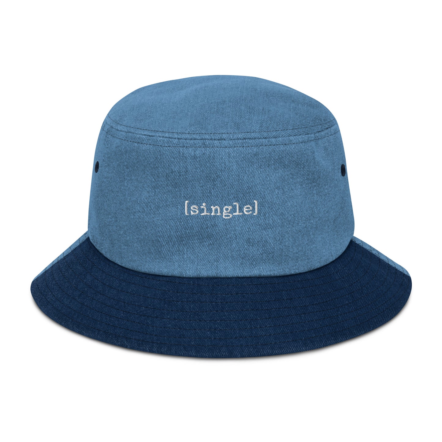 The [single] Project - White Embroidery / Denim Bucket Hat