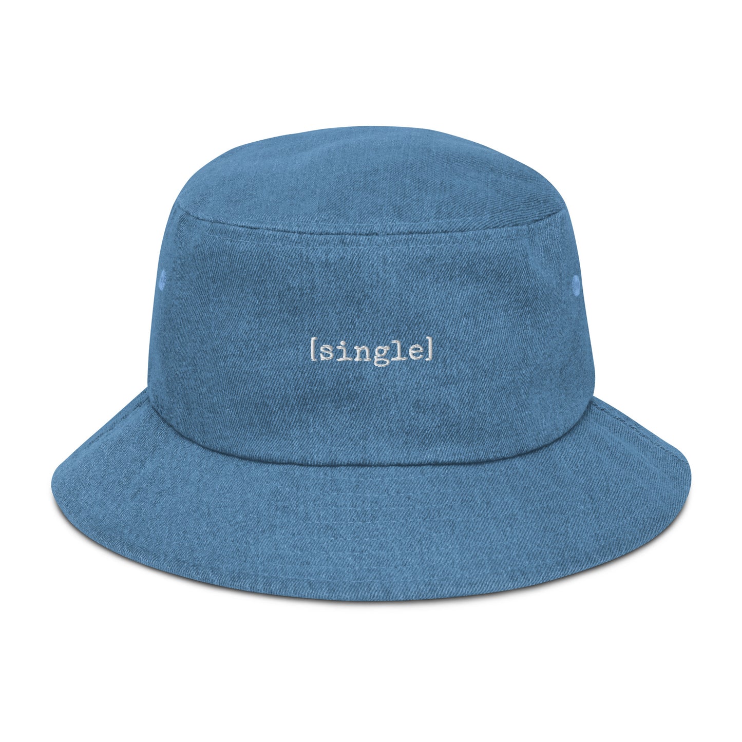 The [single] Project - White Embroidery / Denim Bucket Hat