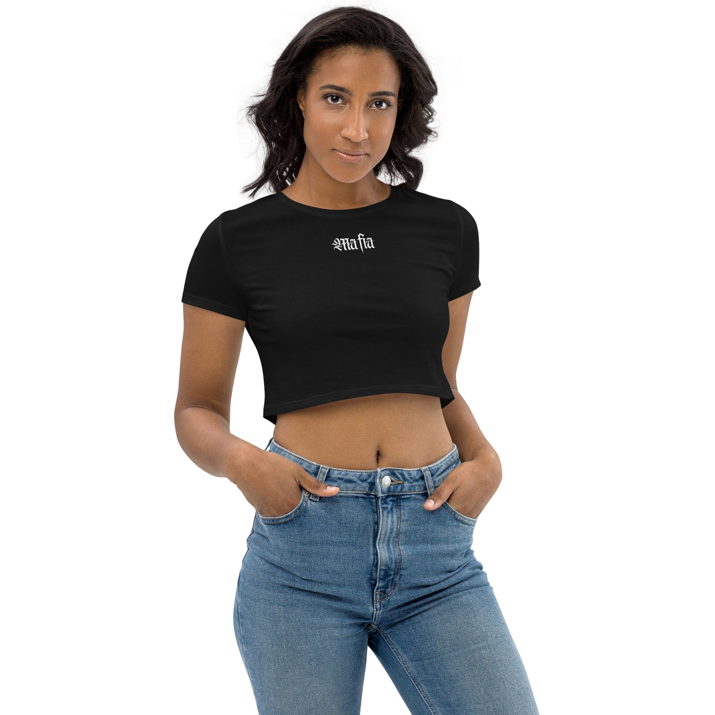 Miss Mafia (Black) - Women's Organic Crop Top