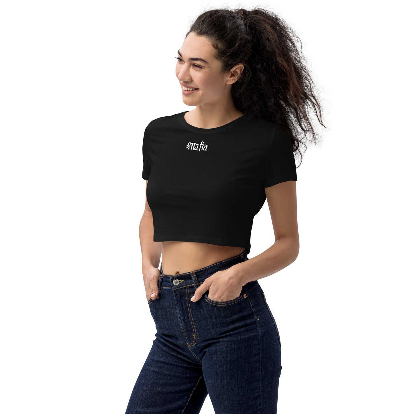 Miss Mafia (Black) - Women's Organic Crop Top