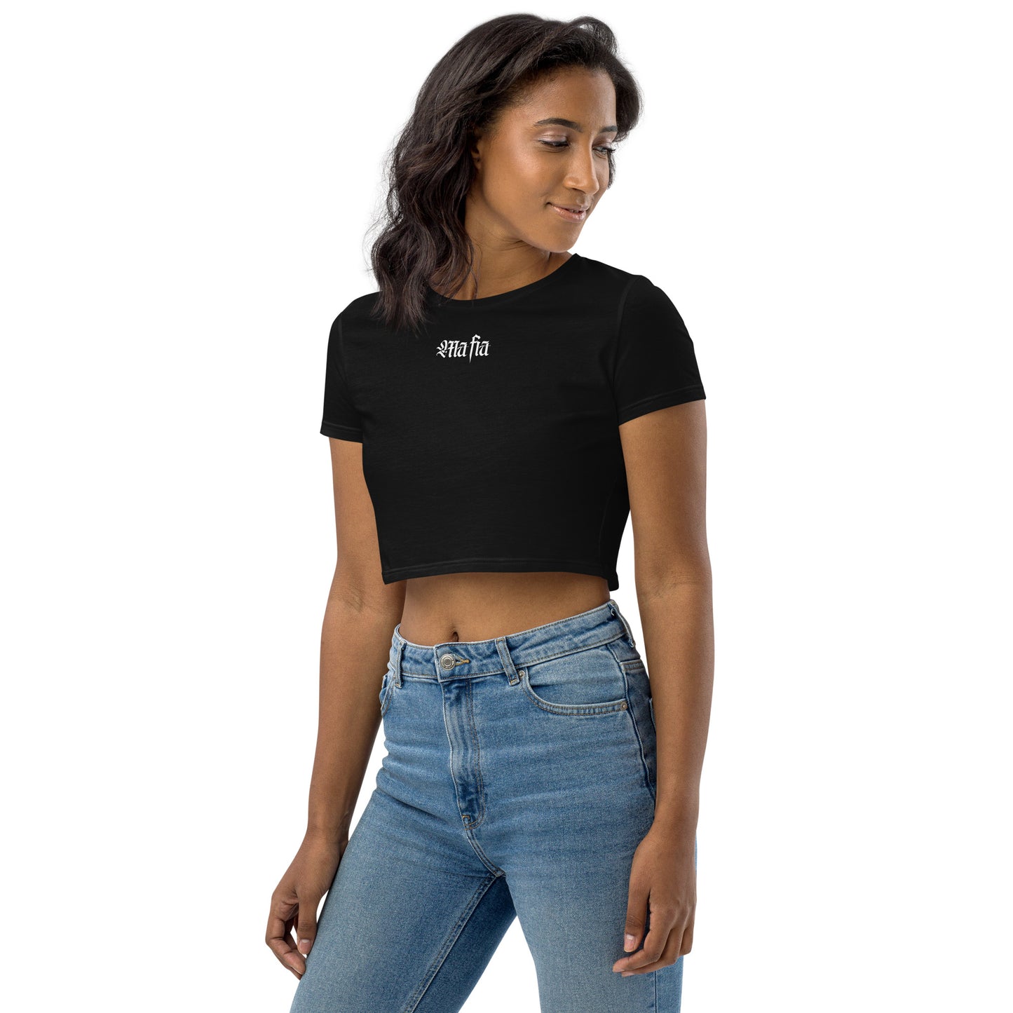 Miss Mafia (Black) - Women's Organic Crop Top